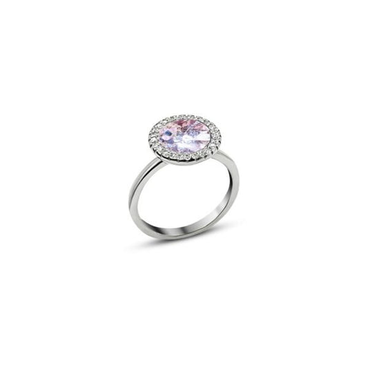 Chic Glittering Round Quardz Silver Women's Ring