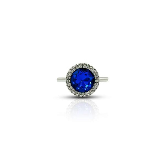 Cool Round Blue Simulated Sapphire Women's Ring