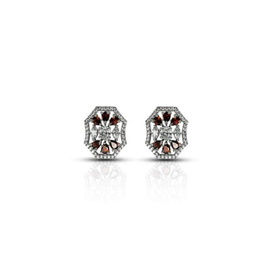 Gorgeous "Crimson Elegance" Maroon Gems Silver Earrings for Women