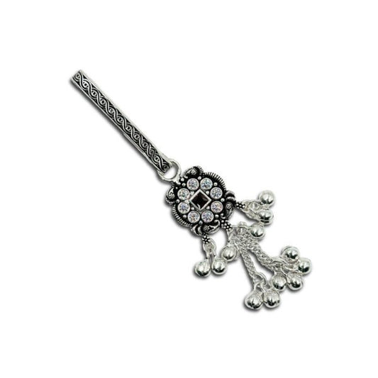 Vibrant Back Stone CZ Oxidised Silver Chabi Challa