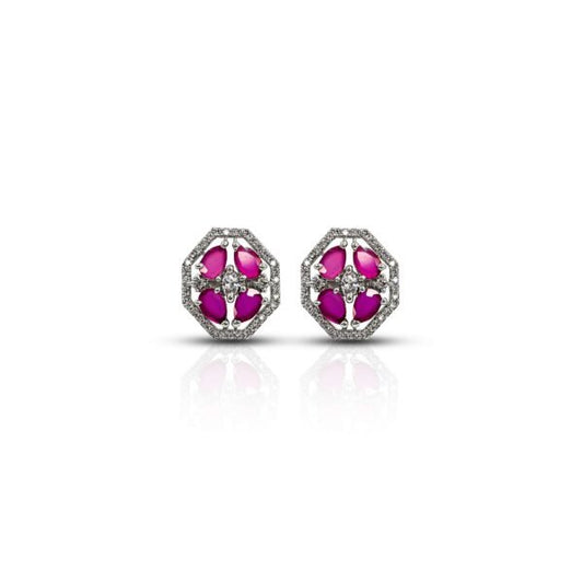 Flashy "Pink Serenity" Sterling Silver Earrings for Girls