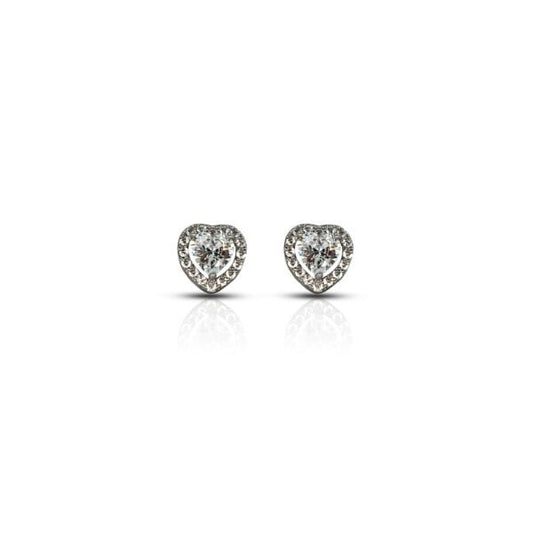 Minimalistic Heart-cut CZ Stud Earrings for Girls