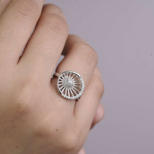 Sterling Silver Infinte Sphere Glamorous CZ Ring for Girls