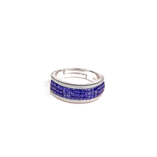 Silver Delight of Blue Gems Band Ring for Her