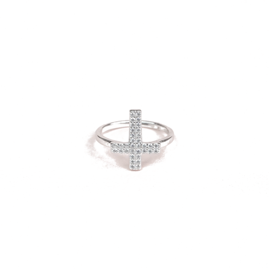 Sterling Silver Divine "Crist's Cross" CZ Ring for Girls