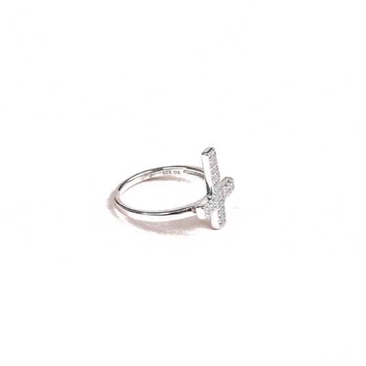 Sterling Silver Divine "Crist's Cross" CZ Ring for Girls