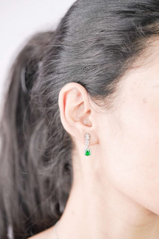 Sterling Silver "Nature's Ambience" Green Pendant AD Necklace Set for Women