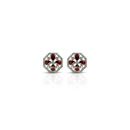 Delicate Simulated Garnet Stud Earrings for Women