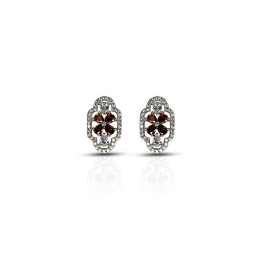 Vintage Simulated Garnet Oval Stud Earrings for Her