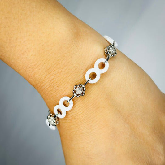 Vintage Infinite Floral Charms Silver Bracelet for Girls