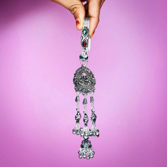 Vintage "Radha-Krishna" Oxidised Silver Chabi Challa for Ladies