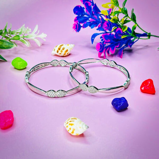 Women Silver Bangles with Diamond