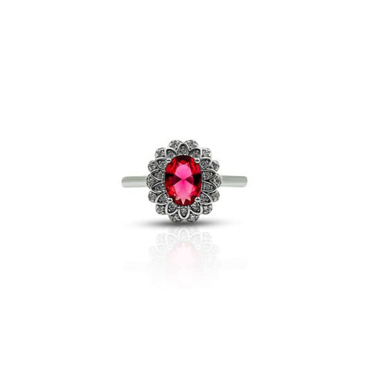 Dazzling Oval Simulated Ruby Ring for Ladies
