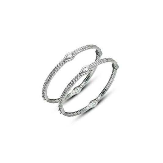 Unique Women silver Bangles with small Diamonds