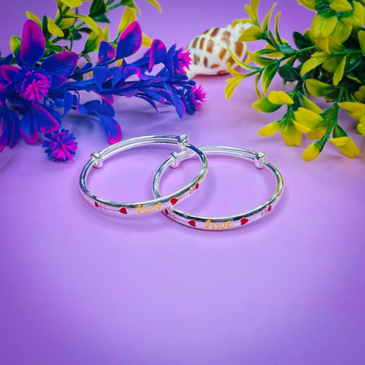Sparkling 999 Baby Rainbow Silver Bangles Set