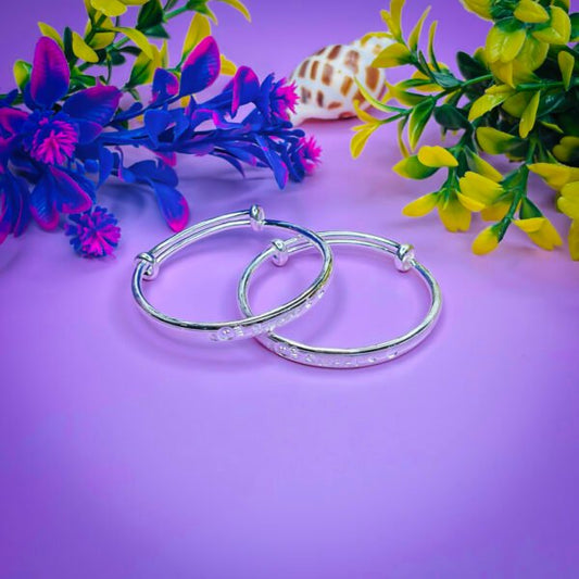 999 Baby Silver Bangles with Colorful Rainbow Accents