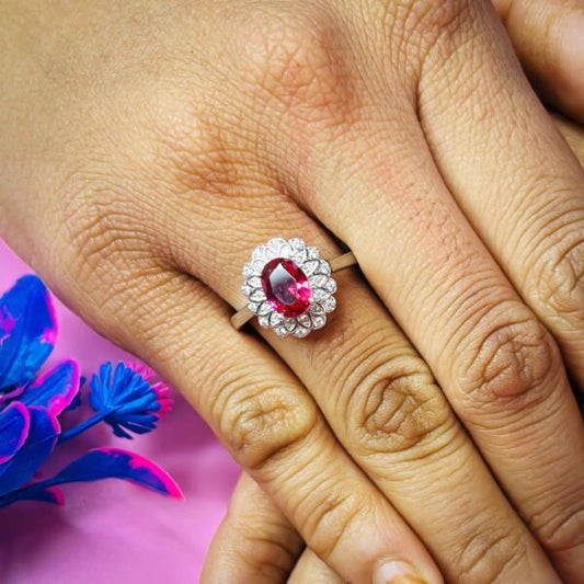Dazzling Oval Simulated Ruby Ring for Ladies