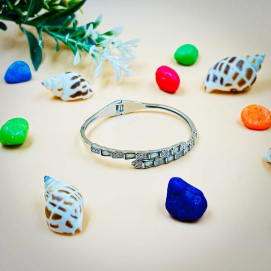 Vintage Grey Enamel Sterling Silver Girls Kada