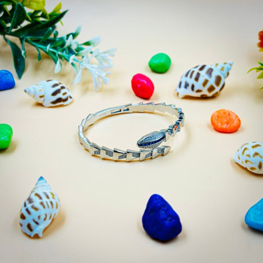Vintage Blue Snake Design Sterling Silver Girls Kada