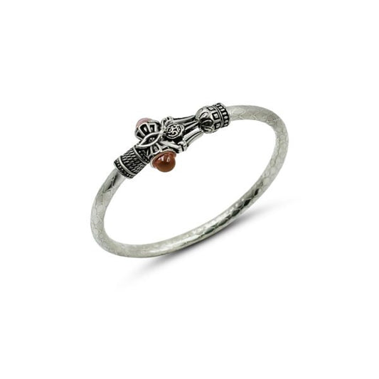 Vintage "Mahadev's Bless" Snake Pattern Men's Silver Kada