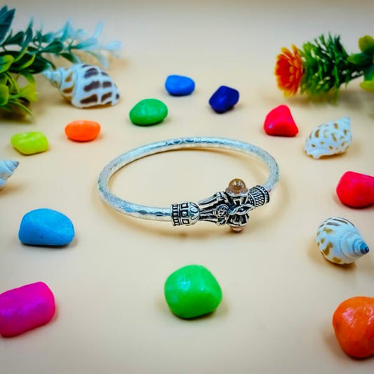 Vintage "Mahadev's Bless" Snake Pattern Men's Silver Kada