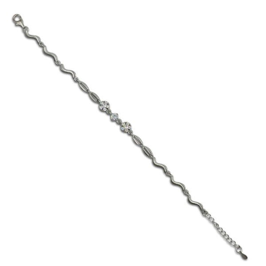 "Florance" Retro Style Flower Charms Silver Bracelet