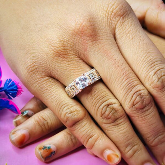 Classy Rose Gold Solitaire CZ Ring for Her