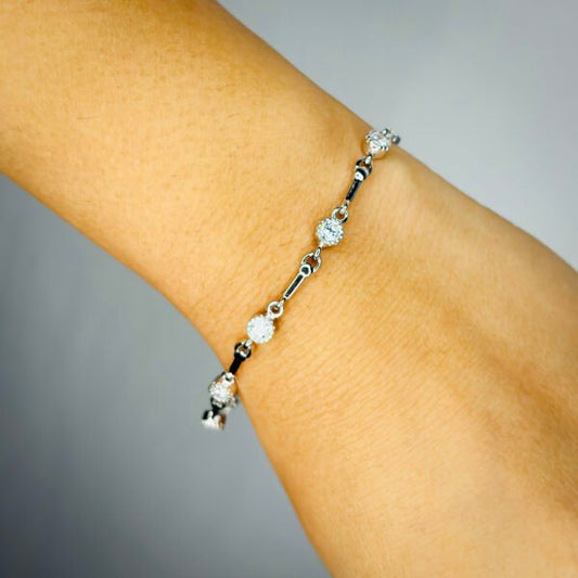 92.5 Silver "Stella" CZ Link Bracelet for Girls