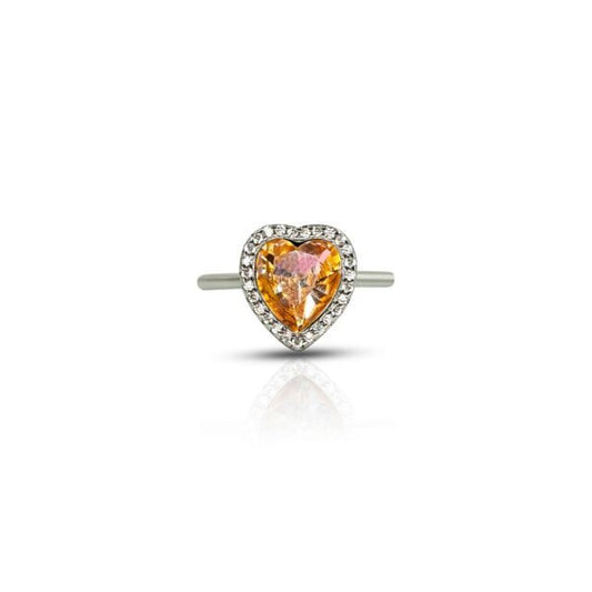Vintage Brown Heart Stone Silver Ring for Girls