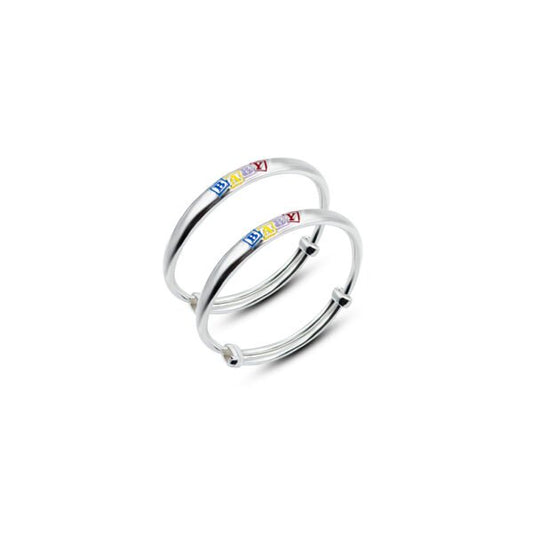 Elegant 999 Baby Silver Bangles with Rainbow Hues