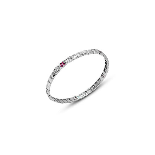 Silver Bangles With White And Rose Gems