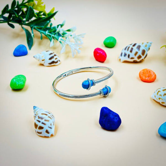 Fabulous "Twisted Curls" Blue Gemstone Kada for Her
