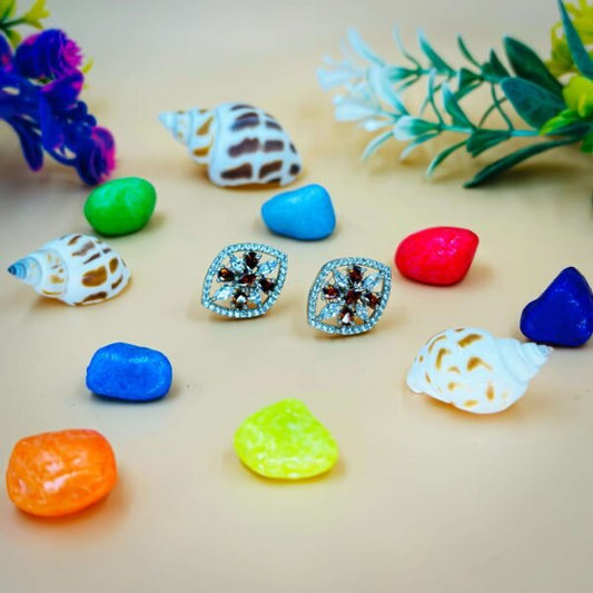 Shiny "Candel" Simulated Garnet Oval Ear Studs for Girls