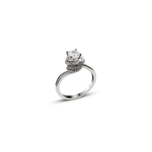 Antique Love Tornado Solitaire CZ Women's Ring