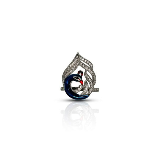 Fashionable Peacock's Grace 295 Silver Ring for GIrls