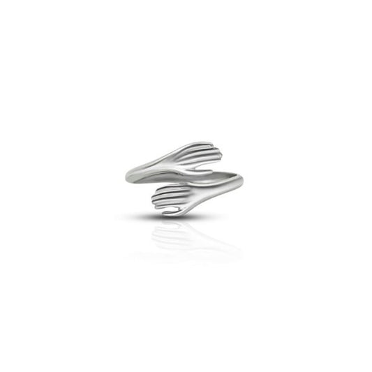 Trendy Hugging Hands Sterling Silver Ring for Girls