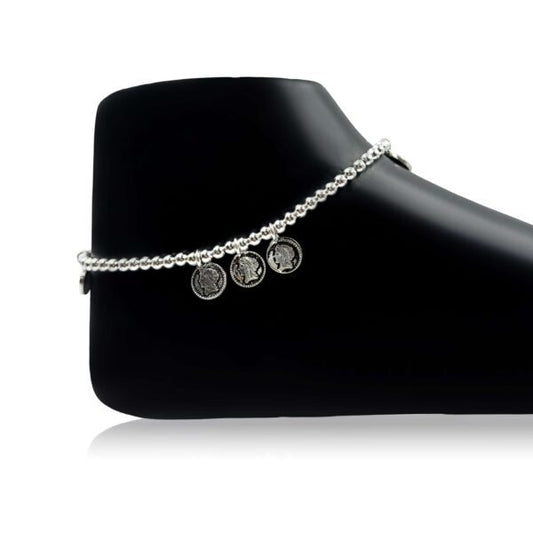 Antique Victorian Silver Coins Payal for Women