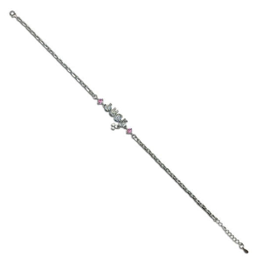 Silver Exclusive "LUCK" CZ Chain Bracelet for Her