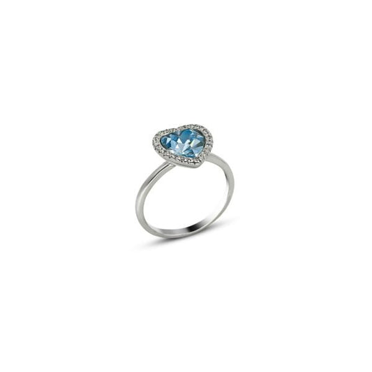 Vintage Sky Blue Heart Stone Silver Ring for Girls
