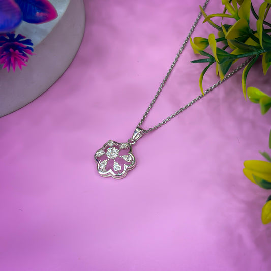 Shimmering Blossom Silver Necklace