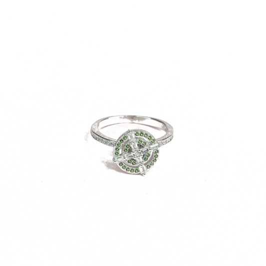 Sterling Silver Sphere's Dazzle Green Gemstone Ring for Girls