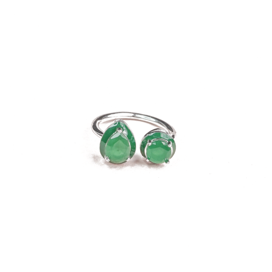 Sterling Silver Lucy Green Simulated Emerald Ring for Women