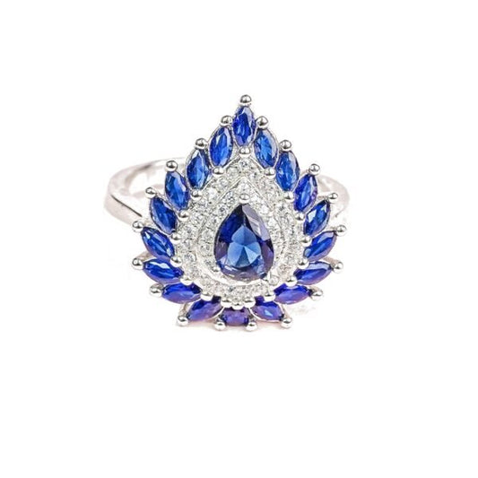 Beautiful Ocean Blue Gemstone Drop Ring