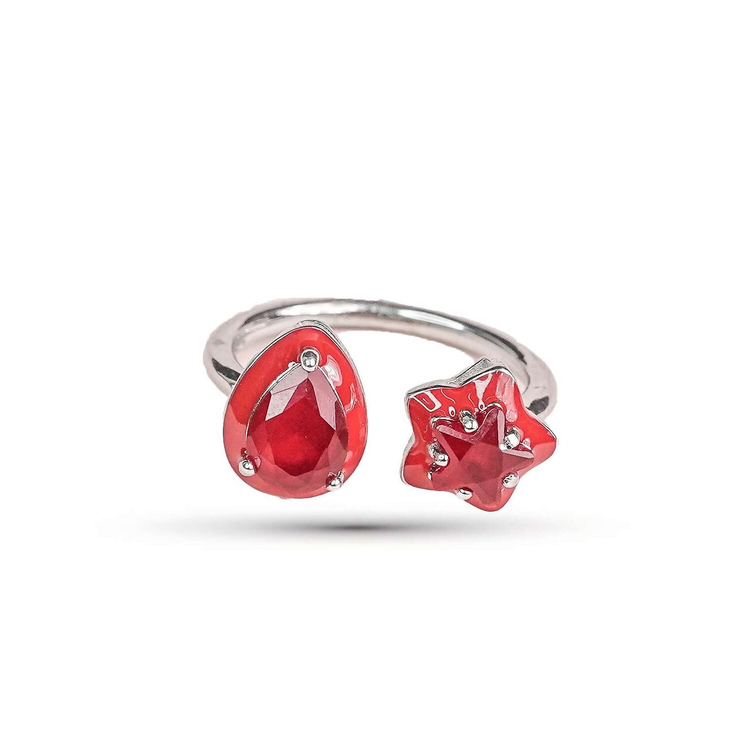 front view image for Dazzling Dual Simulated Red Ruby Ring for Her