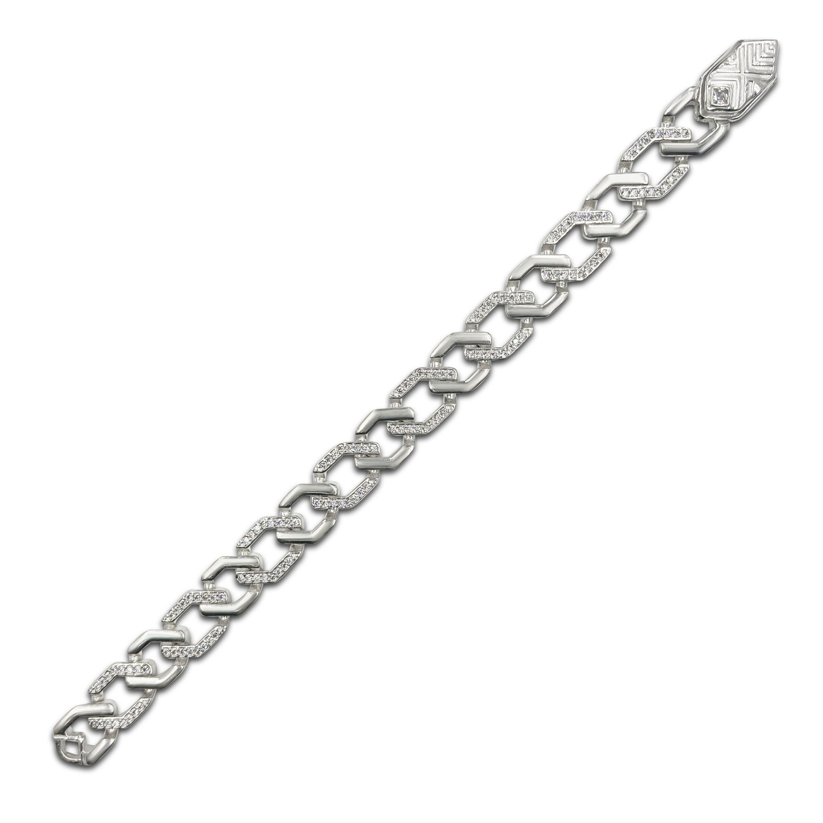 Front Image view for Silver Exclusive CZ Chain Bracelet for Him