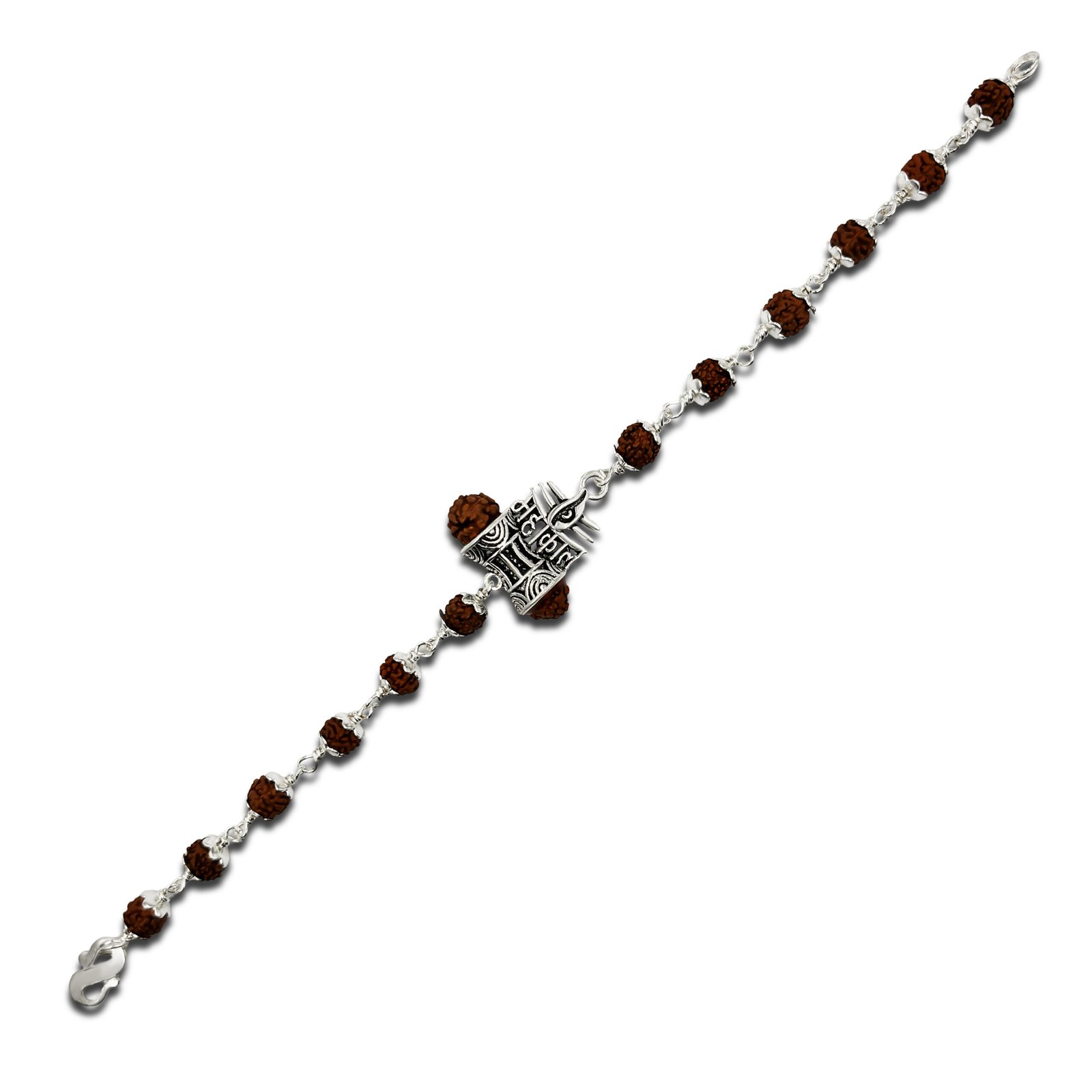 Front Image view Silver Attractive Mahakal Rudraksha Bracelet for Him