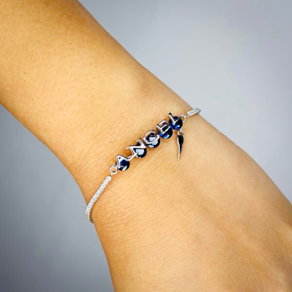 Vibrant "Angel" Blue Stone Sterling SIlver Bracelet for Girls