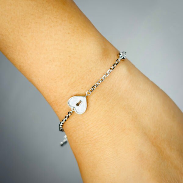 Lovely "Key to The Heart" Fine Silver Bracelet for Girls