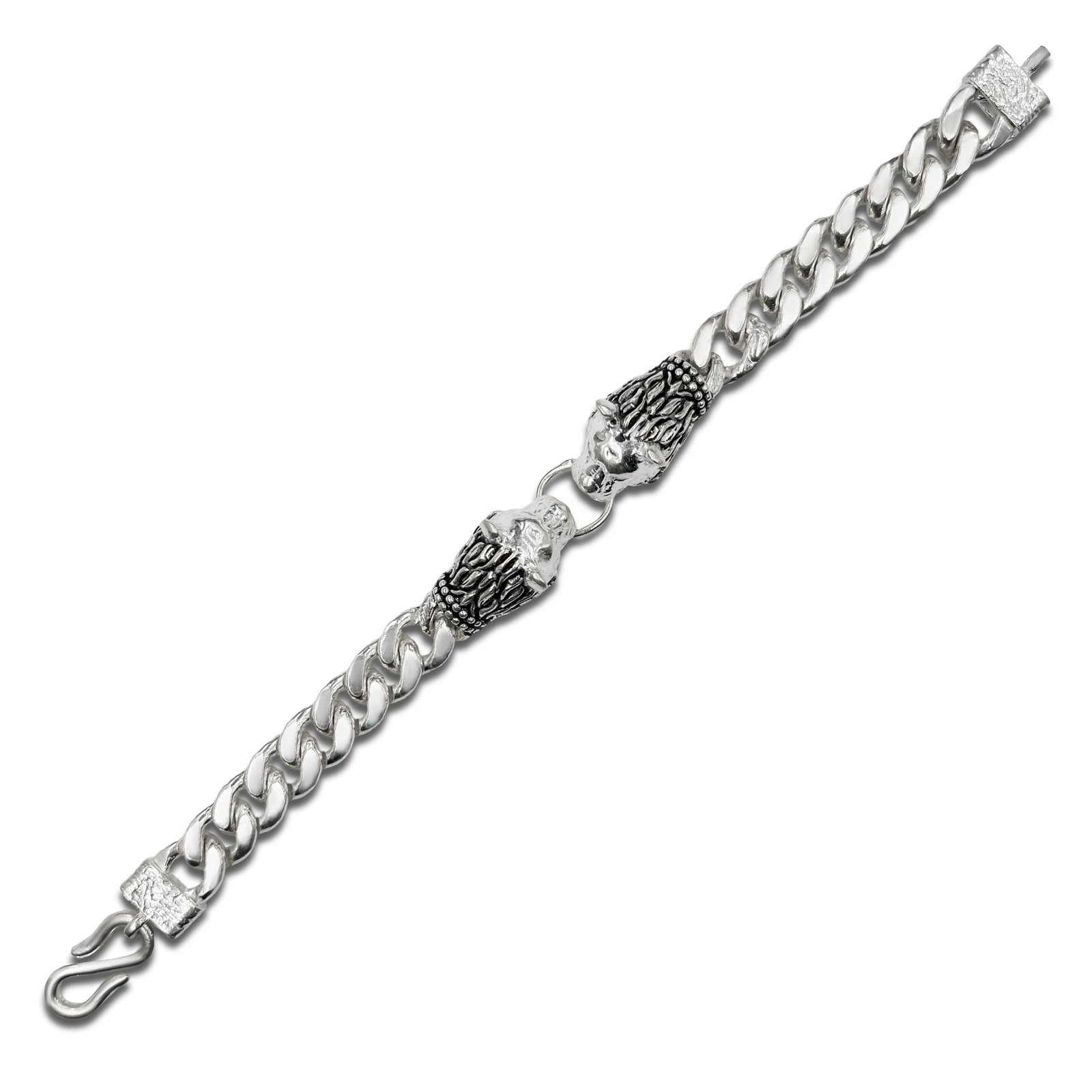 Front Image view for Vintage Royal Lion's Pride Silver Bracelet for Men