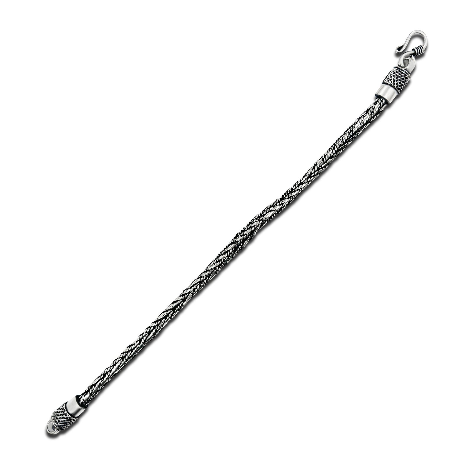 Front Image view for Stylish Oxidized Silver Wheat Chain Bracelet for Him